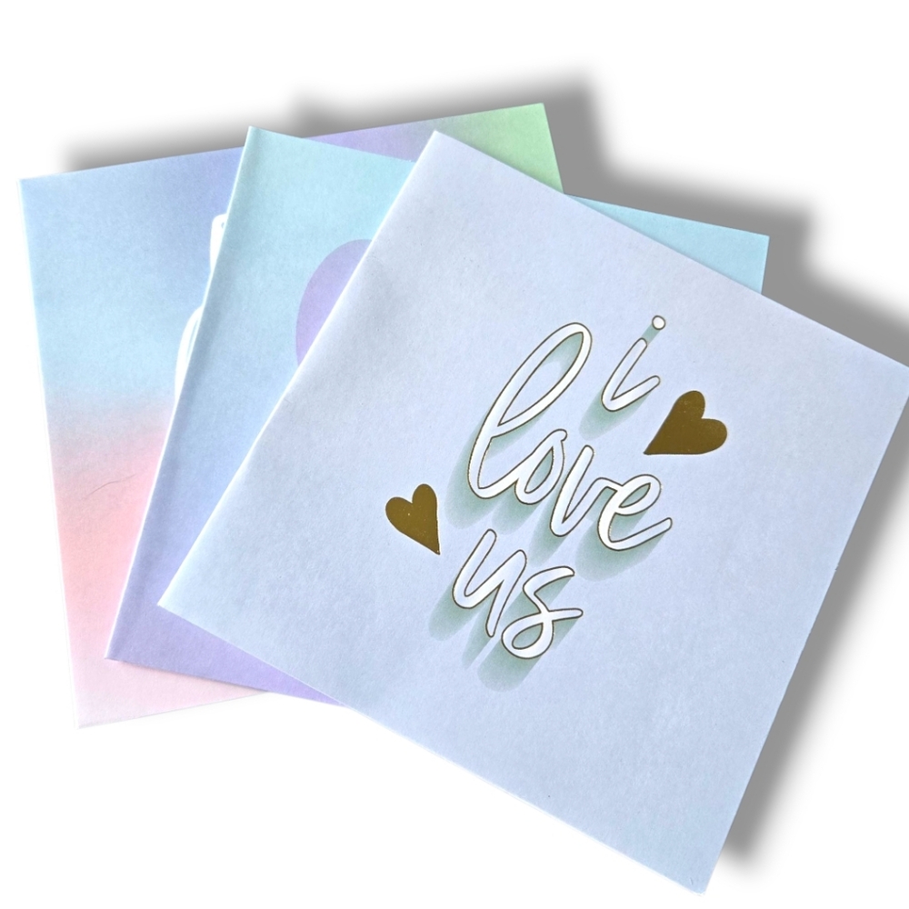 Anniversary Card Set - 3 Blank Love Greeting Cards with Envelopes